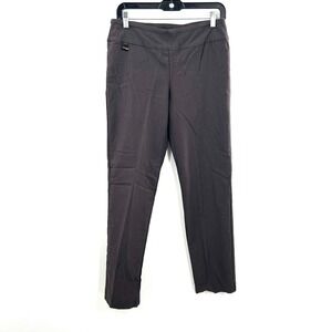 Lisette Montreal straight leg nylon blend dress slacks pants gray quiet luxury L